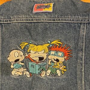Rugrats Nickelodeon Kids Jean vest vintage 1996 size 5 embroidered  denim Blue